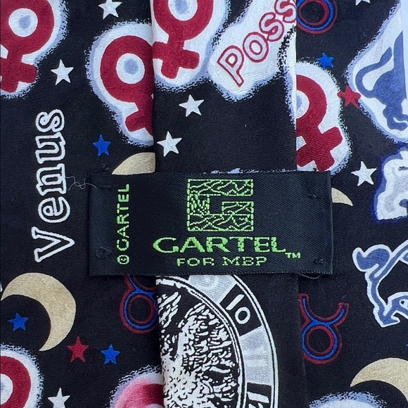 Astrology-Inspired Black Tie with Taurus Design - Picture 2 of 5